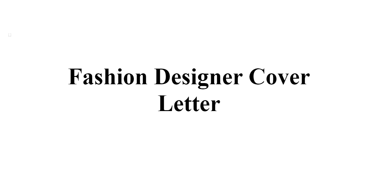 Fashion Designer Cover Letter BuildFreeResume