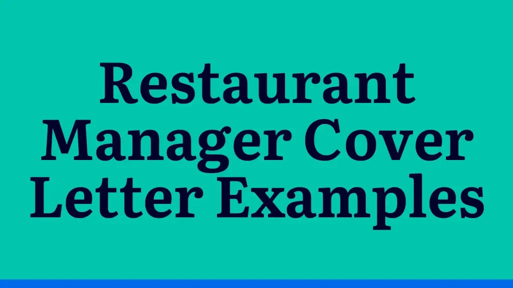 Restaurant Manager Cover Letter Examples