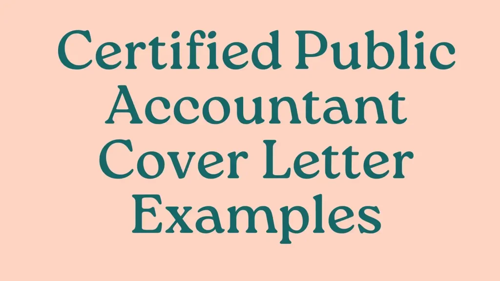 Certified Public Accountant Cover Letter