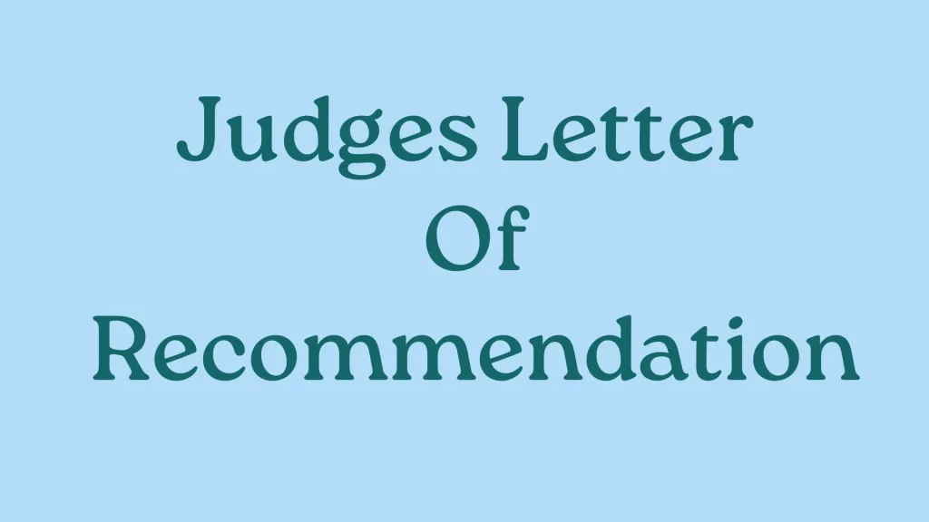 Judges Letter Of Recommendation