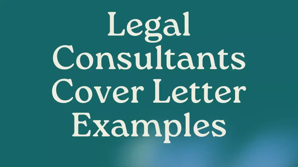 Legal Consultants Cover Letter