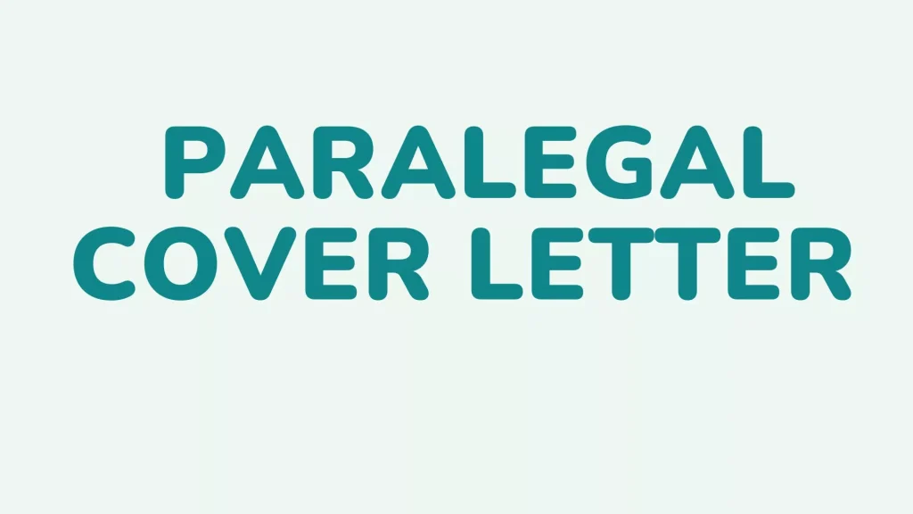 Paralegal Cover Letter