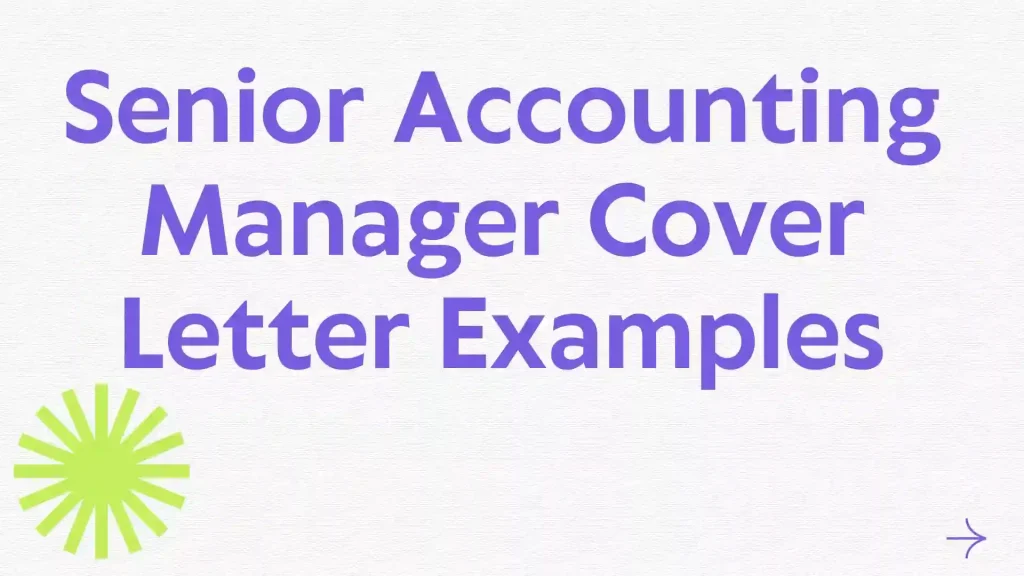 Senior Accounting Manager Cover Letter