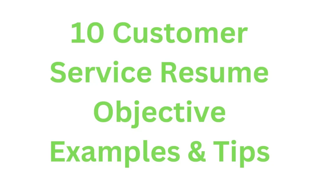 Customer Service Resume Objectives