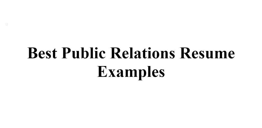 best public relations resume