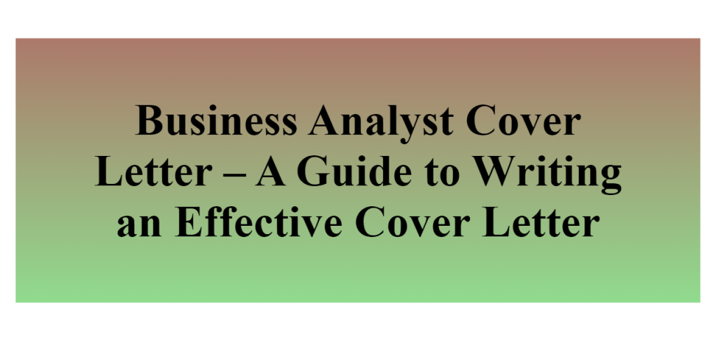 business analyst cover letter