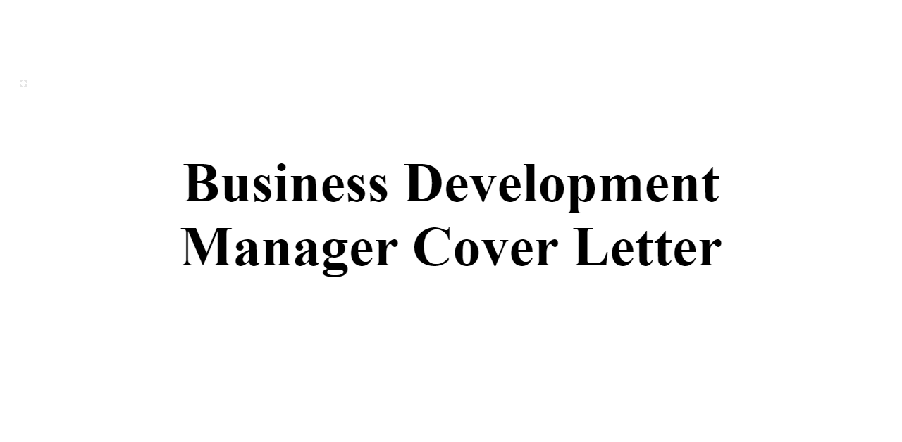 sample application letter for business development manager