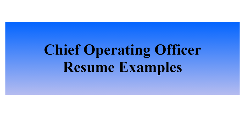 chief operating officer resume