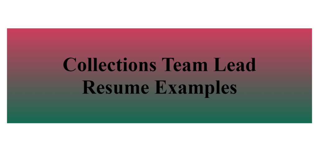 collections team lead resume