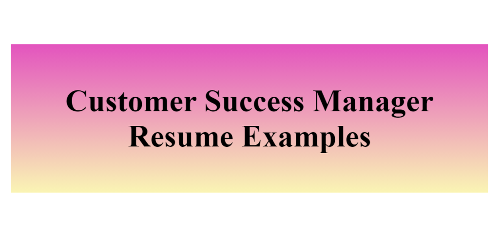 customer success manager resume