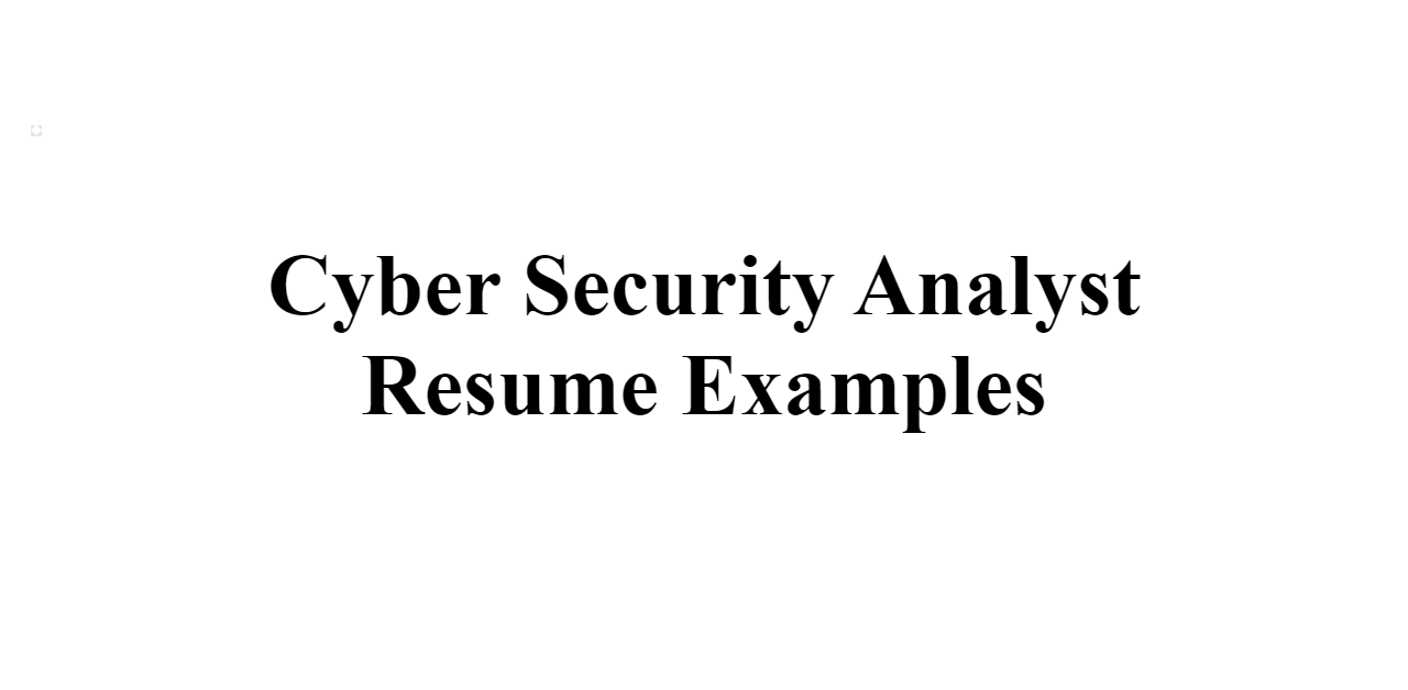 Cyber Security Analyst Resume Examples 1934