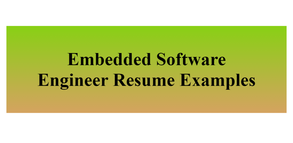 embedded software engineer resume