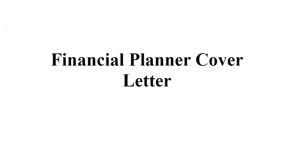 financial planner cover letter