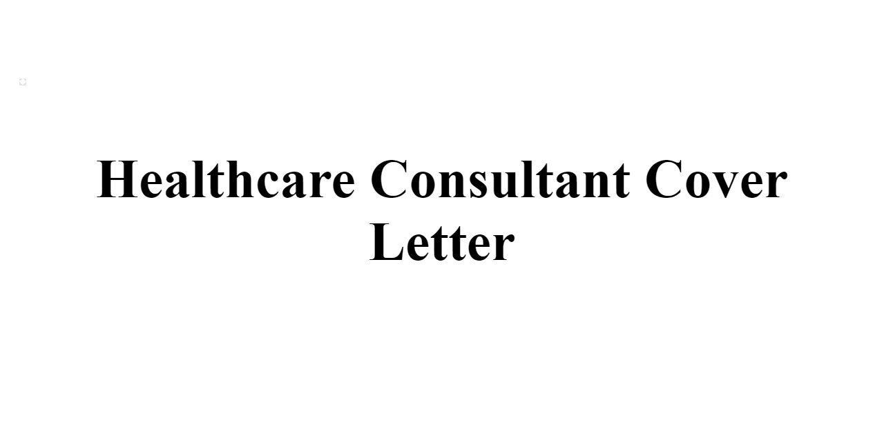 healthcare consultant cover letter