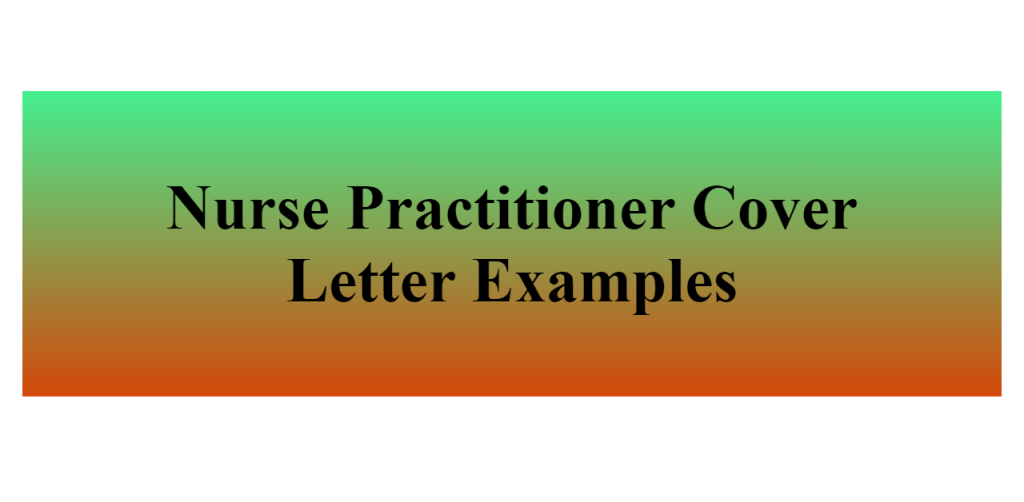 nurse practitioner cover letter