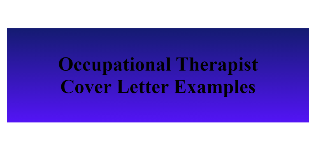 occupational therapist cover letter