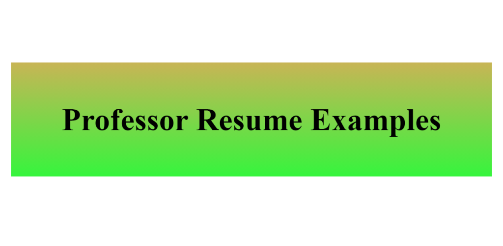 professor resume
