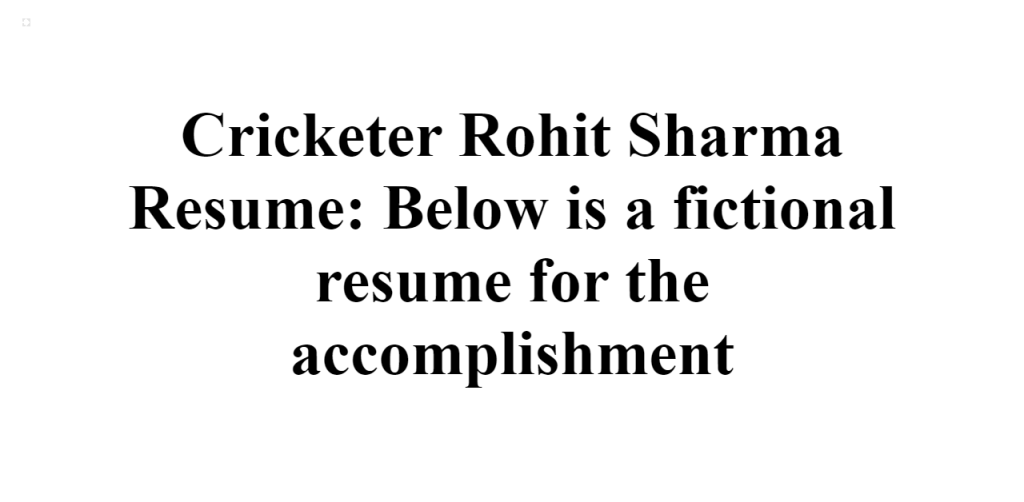 rohit sharma resume