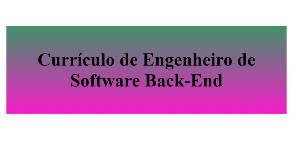 currículo de engenheiro de software back-end