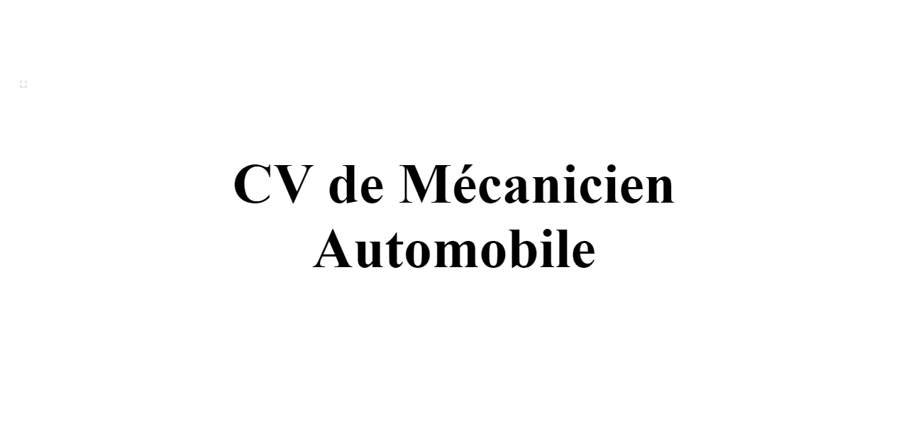 Cv De Mécanicien Automobile 